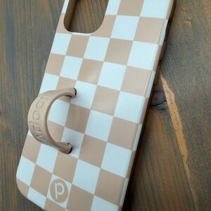 Loopy Case Beige and White Checkered Phone Case for iPhone 12 Pro